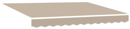 hliofuir Toldo retráctil beige 350 x 250 cm – Toldo de brazo articulado manual para terraza y jardín – Protección solar estable de poliéster y acero para exteriores