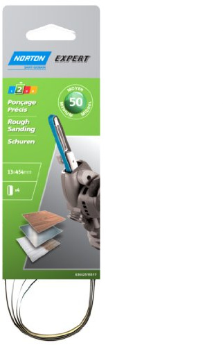 Norton - Set di nastri abrasivi per lima elettriche, 13 x 454, grana 50 (Confezione da 4)
