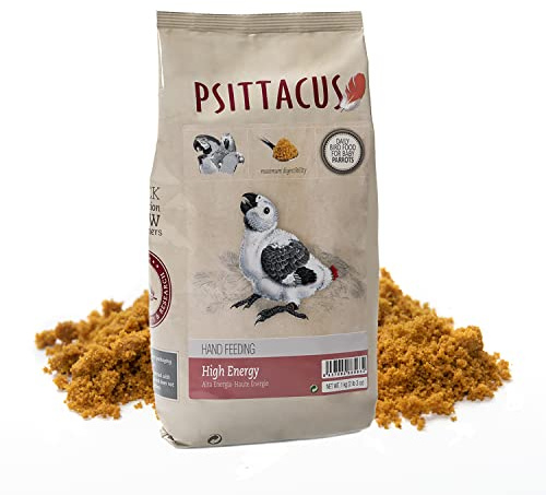 Psittacus High Energy Hand-Feeding 1 kg | Porridge per Yacos, Ara e Altri Pappagalli Africani | Cibo Premium per Uccelli 100% Non-GMO