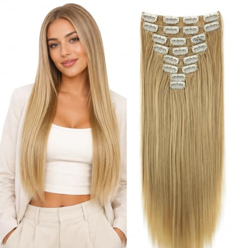 CAISHA XXL 50cm 8er Clip In Extensions Haarverlängerung Hellblond CES118