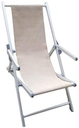 MilaniHome Liegestuhl klappbar aus Textilene beige mit Armlehnen für Camping Strand Meer Schwimmbad Garten