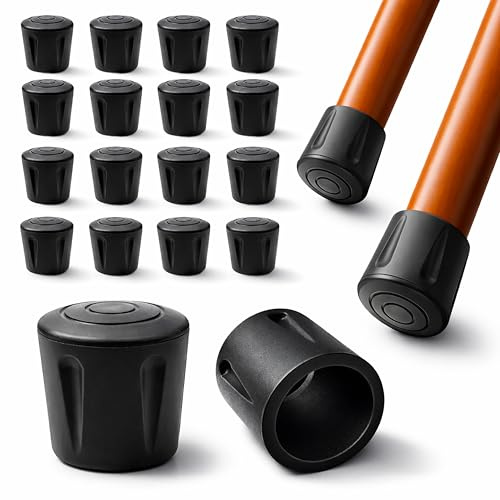 Ajile - 16 pcs - Protection Pied de Chaise et Table – Patins épais Antidérapants et Résistants - Embout à insérer - Protège Sols et Meubles - Tampon en Caoutchouc Noir Ø12 mm - Fabriqué en Europe