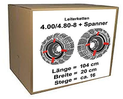 4.00/4.80-8 Schneeketten + Spanner für Schneefräsen Rasentraktor Aufsitzmäher für Reifen bez. 4.00/4.80-8