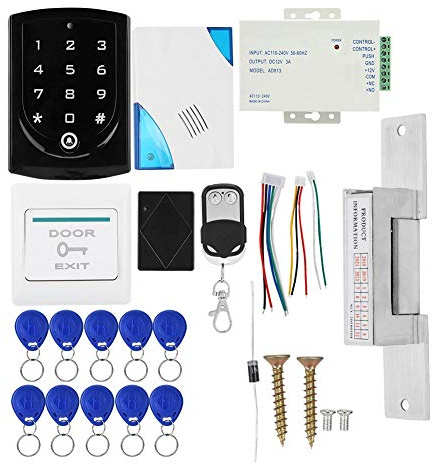 Système de Contrôle Accès, 125kHz RFID Système de Contrôle Accès Porte avec 10 Étiquettes de Clé RFID DC12V / 3A Verrouillage Électrique Systèmes de Sécurité pour Maison, Bureau.