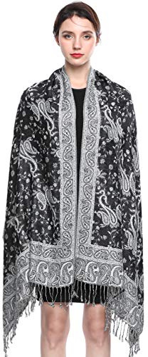 EASE LEAP Women Pashmina Scarves Oversized Silky Winter Scarf Reversible Paisley Shawl for Ladies Blanket Large Wraps