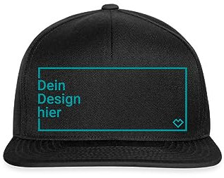 Spreadshirt Cap Selbst Gestalten mit Foto und Text | Herren Snapback Cap personalisiert | Mütze Bedrucken mit Wunschmotiv, One Size, Schwarz/Schwarz