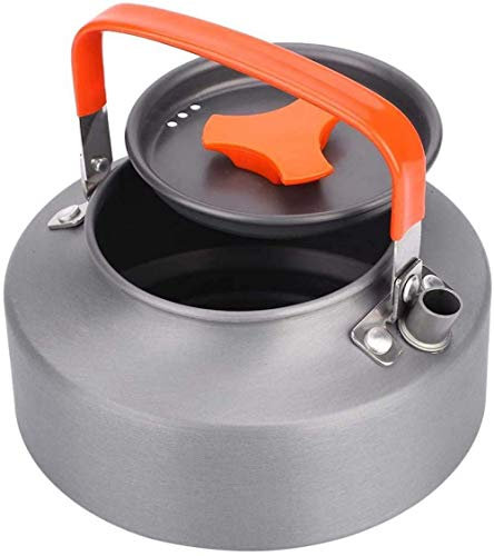 Bouilloire De Camping, Bouilloire Extérieure, Théière en Aluminium Portable 1.1L Isolation Thermique Poignée Pliante Café Théière Bouilloire pour Camping Randonnée-Orange