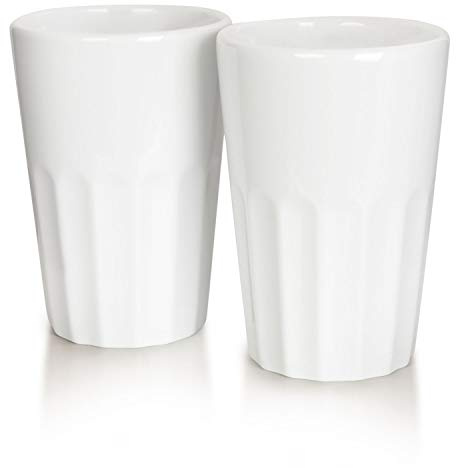 Mahlwerck Porzellan Latte Macchiato oder Cappuccino Becher, Kaffee-Tasse French Style, weiß, 400 ml, 2er Set