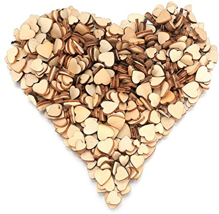 500 Stück DIY Holzherzen für Basteln Hochzeit Tischdeko | Holzscheiben zur Dekoration, 6mm, 8mm, 10mm, 12mm, für DIY und Hochzeit