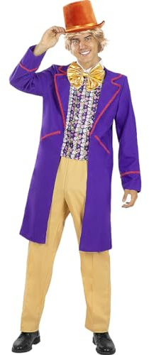 Funidelia | Déguisement Willy Wonka - Charlie et la Chocolaterie pour homme Déguisement pour Adultes et accessoires pour Halloween, carnaval et fêtes - Taille L - Violet