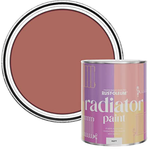 Rust-Oleum, rot Heizkörperfarbe, hitzebeständig, geruchsarm in Matt Finish - Lachsrosa 750ML