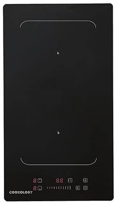 Cookology CIB301 Induction Hob, 2 Zone Domino Cooker Built-in 30cm Electric Hobs Glass Hot Plate Cooktop with Touch Controls, Child Lock and Bridging Zones - In Black