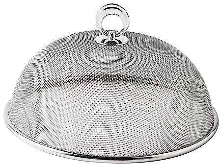 JISADER Cloche Alimentaire, Couvercle de Nourriture Anti-Mouches,Tente Parapluie en INOX Anti-Insectes Protection pour Barbecue Pique-Nique Aliments, Poignée Rotative à 180 Degrés, Diamètre 28cm