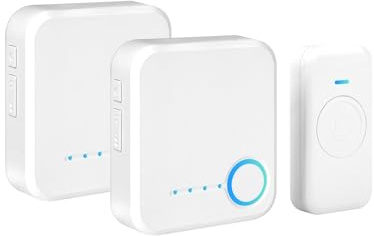 FOVKSUC Wireless Doorbell, Waterproof Door Bell with 60 Chimes, 5 Volume Levels & Mute Mode, Loud Door Bell Ringer Wireless for Home Classroom Office (1 Receiver & 1 Button, White)