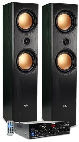 Evidence Acoustics Enceintes Colonnes HiFi/Home-CINÉMA EA-800-PG - 1000W PMPO + Ampli stéréo 2x50W - USB MP3 SD Bluetooth - FM