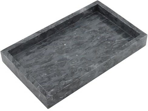 MOUYAT 30 x 20 cm Tablett aus natürlichem Marmor, rechteckig, Marmor, Schminktisch, Organizer, Marmor-Kaffeetablett, Serviertablett, dekoratives WC-Tank, Ablagetablett, Badewannentablett für