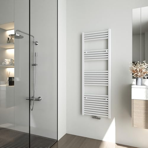 Heilmetz Bad Heizkörper 500 x 1400 mm Handtuchtrockner Weiß Bad-Heizkörper Handtuchheizkörper Mittelanschluss Heizung 568 Watt Leistung Handtuchwärmer