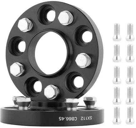 GEARMONSTER Distanziali 2 x 20 mm, set di distanziali LK: 112/5 NLB: 66,45 con 10 viti per ruota M14 x 1,5 x 25 mm, distanziali per Mercedes-Benz