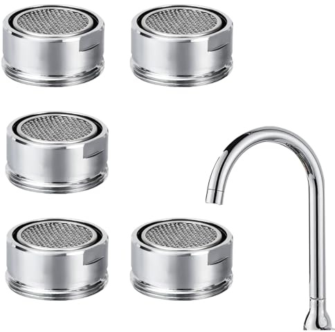 5 Pack 24mm Tap Faucet Aerators, Replacement Spout Filters, Water Flow Regulator Water Saver Inserts for Kitchen & Household Taps