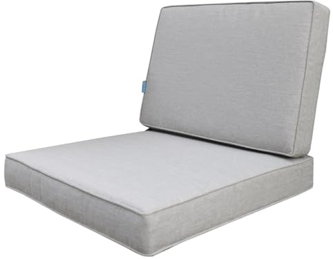 Calma Lux® Kissen Set für Rückenlehne Sitz, Sitzkissen Outdoor Sitzpolster Gartenstuhl, Sitzauflage Rattansessel, Outdoor, Auflage, Palettenkissen, Sitzkissen, Rattanmöbel (Hellgrau, 65 * 65 * 10)