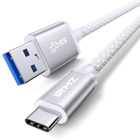 Weiß USB C Datenkabel 1M, Datenkabel USB A auf USBC 10Gbps Datenübertragung | 3A Schnellladung, Flexibles Nylongeflecht, Kompatibel mit iPhone 17, 16 und Samsung Galaxy S26