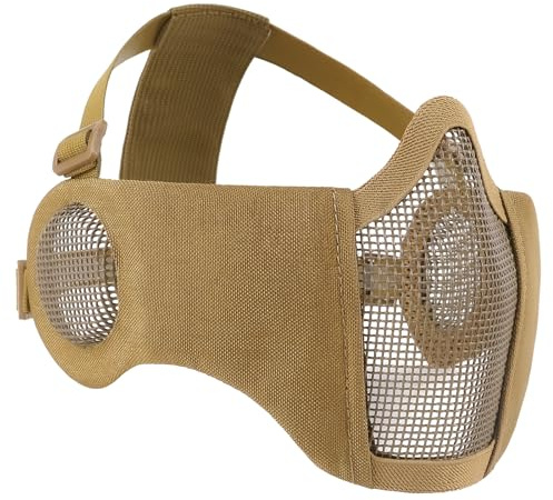 Masque tactique pour airsoft, paintball, pliable, demi protection du visage, marron