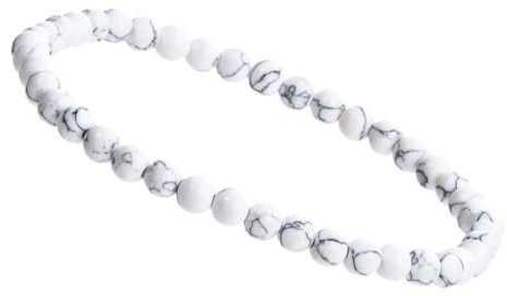 Unique Gems Damen weißer Türkis Armband Naturstein Perlenarmband 4mm elastisch handgefertigt Made in Germany Geschenk für Frauen