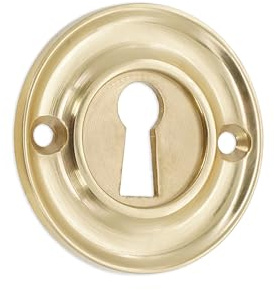 Infinity Decor Rosace de serrure de porte standard fine en laiton massif finition laiton poli 42 mm – Idéal pour les portes extérieures avant