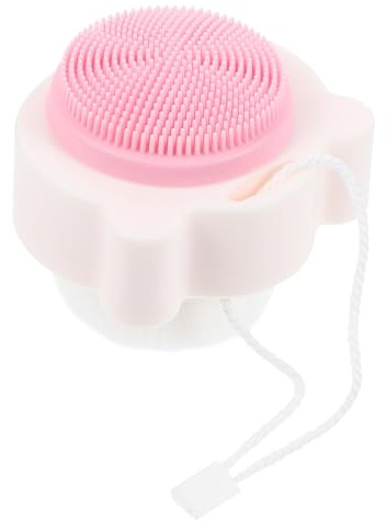 Gesichtspeeling Handgerät aus Silikon mit Weichen Doppelborsten | Weiß, Ergonomischer Griff, Kunstfaser Details, Reinigung und Make Up Entfernung, für Frauen