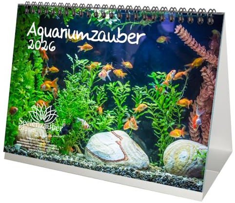 Aquariumzauber DIN A5 Tischkalender für 2026 Tiere im Aquarium und Unterwasser - Geschenkset Inhalt: 1x Kalender, 1x Weihnachtsanhänger (insgesamt 2 Teile)
