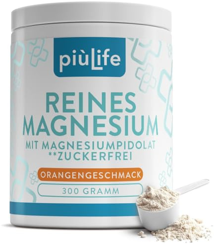 Magnesio in Polvere Puro PiuLife, 430mg Dose con Magnesio Pidolato, Carbonato e Citrato, Integratore Benessere Intestinale Per Stitichezza, Ansia, Mal di Testa, Stanchezza, Stress, Memoria (300g)