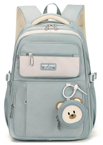 Travistar Schulranzen Jungen Schulrucksack mädchen Teenager Schultasche rucksäcke Sporttasche Daypack für Schule Ranzen mit Viele Fächer Laptopfach School Bags Blau Nylon(40L)