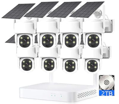 AKAVIG 8CH Solar Power Wireless WiFi Security Camera System with 2T Hard Drive, 4MP CCTV Surveillance Camera Kit with App Control, Two-Way Audio, Color Night Vision