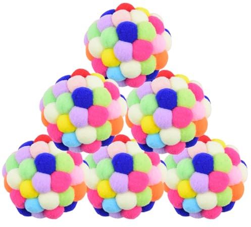 SAVOSWEET 6 Boule Interactive pour Chat 6.5cm - Balles Chats Peluche avec Cloche - Boules Rebondissantes et Anti Boule de Poil, Cadeau Parfait pour Chats