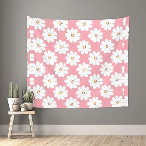 WBQLSL Arazzo da parete decorativo stampato con crisantemo bianco, 152,4 x 129,5 cm, per soggiorno, camera da letto, sfondo da appendere alla parete