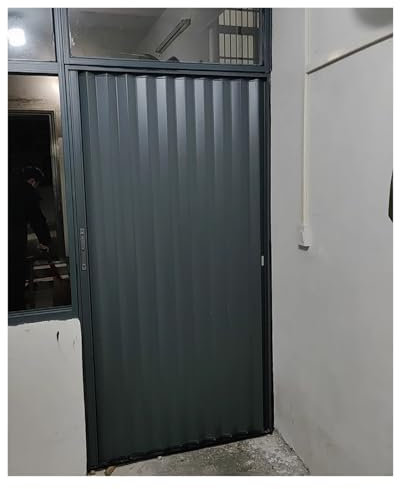 falttür falttüren innentüren Weiß-graue Faltbare Raumteiler-Türen Innen, 180 Cm Hohe Wasserdichte Metall-Aluminium-Faltüren Mit Schloss & Zubehör, Schiebetüren Für Offene Innenküche(Gray,96 x 180cm)