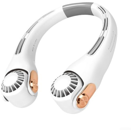 Ventilateur de cou rechargeable par USB sans pales avec 3 réglages de vitesse du vent pour une expérience de voyage confortable (blanc)