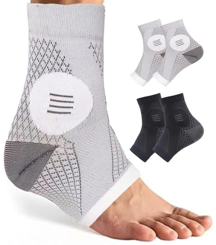 widenlise 2 Pack Ankle Support Sleeves, S-XL Compression Socks, Ankles Support Brace for Sprained Ankle Plantar, Anti-Slip Ankles Compression Sleeve Socks Sports Strains Running (Black&Grey, S/M)