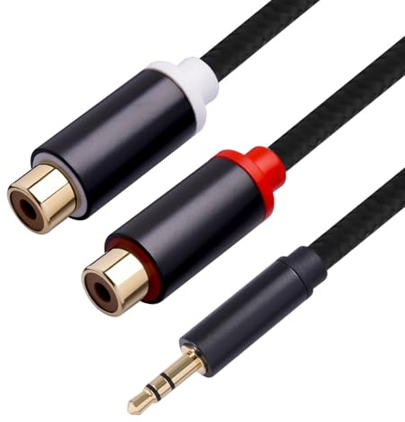 3.5mm Klinke auf RCA Adapter, Cinch zu Klinken Adapter, Stereo Audio Klinkenstecker zu 2x RCA Cinch Buchse, Vergoldete Kontakte Metallstecker Für MP3-Player Smartphone Fernseher Hi-Fi Stereo System