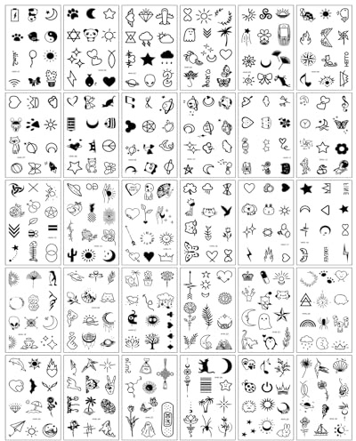 Små små avtagbara tatueringar 30 ark semi permanenta fingrar tillfälliga svart symbol design tatuering för kvinnor män