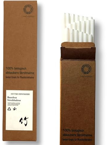 Lot de 20 pailles en fibre de bambou – Sans plastique, 100 % biodégradables | Pas de trempage | Alternative écologique aux pailles en plastique et en papier | Convient pour les boissons chaudes et