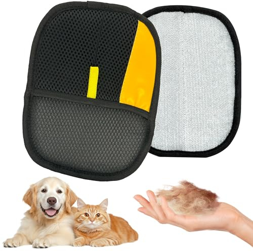 PICKONA 2Pcs Pet Hair Removal Glove - Static Pet Grooming Gloves for Dogs & Cats Double-Sided Deshedding & Hair Remover Mitt for Washing Grooming Cleaning Fur