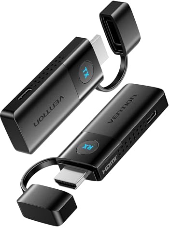 VENTION Mini HDMI sans Fil 50M, Émetteur et récepteur HDMI sans Fil 1080P@60Hz, 5GHz, pour Ordinateur Portable, PC vers TV HD, Moniteur, Projecteur, Plug & Play, Noir