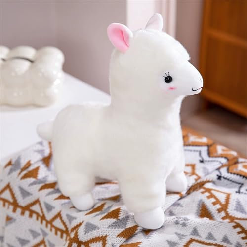 TROYSINC Weiß Alpaka Kuscheltier Stofftier, Süß Alpaka Plüschtier Plüsch Spielzeug, Weiche Plüschtiere Lama Kissen, Geschenk für Kinder (25cm)
