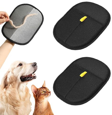 RXKFIGX 2 Pezzi Guanto Peli Gatto e Cani, Guanto Toelettatura Doppia Faccia Elettrostatico, Guanti Riutilizzabili per Animali Domestici, per Cura Efficace dei Capelliper Cani e Gatti,Divani e Vestiti