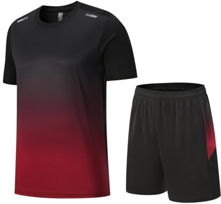 Beuwltpa Men's Tracksuit 2 Piece Sports Gym T Shirt & Short Set | Fashion Jogging Sweatsuits For Running Football Athletic Exercise Activewear Gradient Color Athletic Outfits