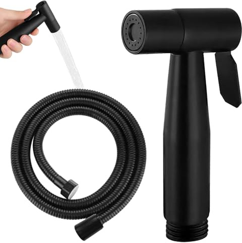 Mlifleue Handheld Bidet Sprayer, Bidet Attachment for Toilet UK, Leakproof Toilet Sprayer, Douche Spray with Stainless Steel Hose, Ideal for Personal Hygiene, Diaper Cleaning and Pet Bathing (Black)