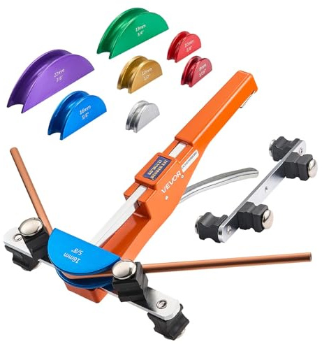 VEVOR Tubing Bender Kit, 1/4 to 7/8 Inch, Compact Ratcheting Tube Pipe Bender, Ratchet Hand Bending Tool, with 7 Color Aluminium Alloy Dies, HVAC Tools, for Copper HVAC Air Conditioning Refrigeration
