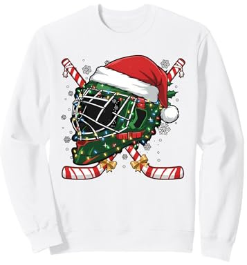 Casco da Hockey su Ghiaccio di Babbo Natale, per Uomini, Ragazzi, Ragazzi e Adolescenti Felpa