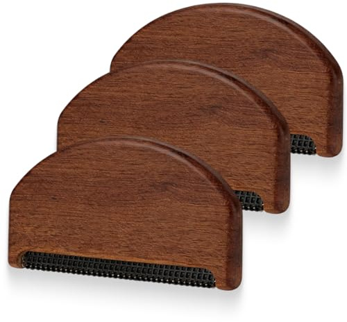NOPVUFA 3 Peigne en Cachemire en Noyer Noir, Peigne Anti Bouloches pour Laine et Cachemire, Brosse Anti Peluches pour Vêtements, Pulls, Lainages, Écharpes, Manteaux